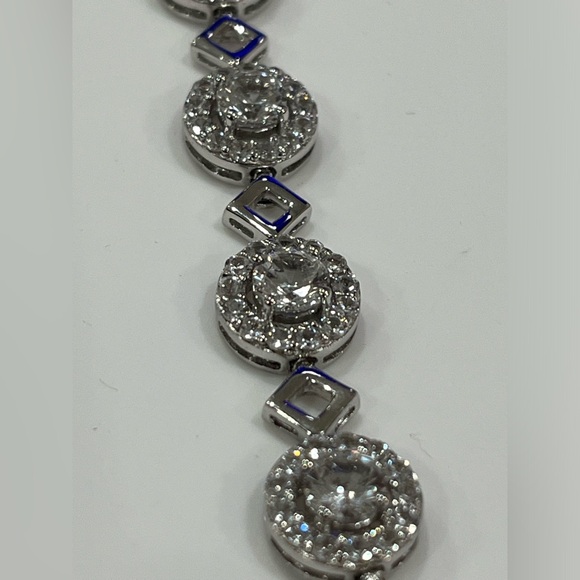 Jewelry - LAB WHITE SAPPHIRE BRACELET 11 SET HALO PRONGS BRAND NEW SECURE LATCH